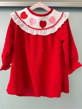 Baby Girl Red Heart Collar Dress